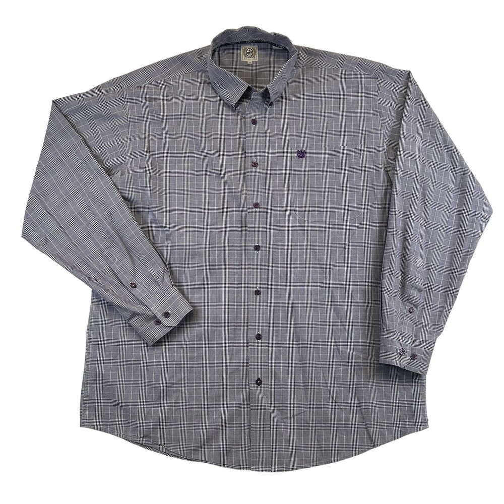 Cinch Shirt Mens Large Purple Plaid Long Sleeve Western Snap Cotton Button-Up